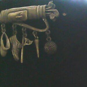 Vintage JJ Jonette Golf Club Bag Ball Pin Flag Shoe Charm Pewter Brooch Pin
